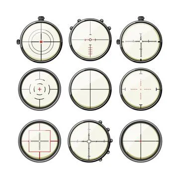 Scope sniper set cartoon vector illustration Stock Illustration