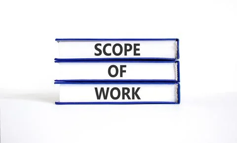 Scope of work words symbol. Concept words Scope of work on beautiful books... Stock Photos