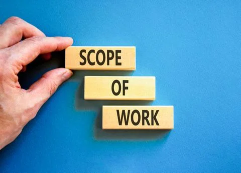 Scope of work words symbol. Concept words Scope of work on beautiful wooden.. Stock Photos