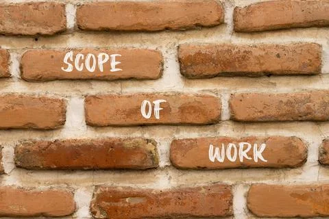 Scope of work words symbol. Concept words Scope of work on beautiful brick .. Stock Photos