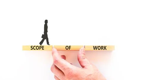 Scope of work words symbol. Concept words Scope of work on beautiful wooden.. Stock Photos