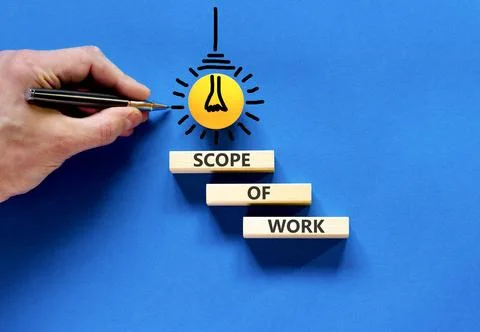 Scope of work words symbol. Concept words Scope of work on beautiful wooden.. Stock Photos