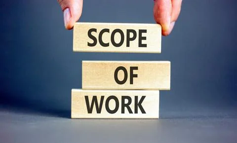 Scope of work words symbol. Concept words Scope of work on beautiful wooden.. Stock Photos