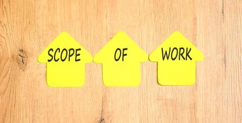 Scope of work words symbol. Concept words Scope of work on beautiful yellow.. Stock Photos