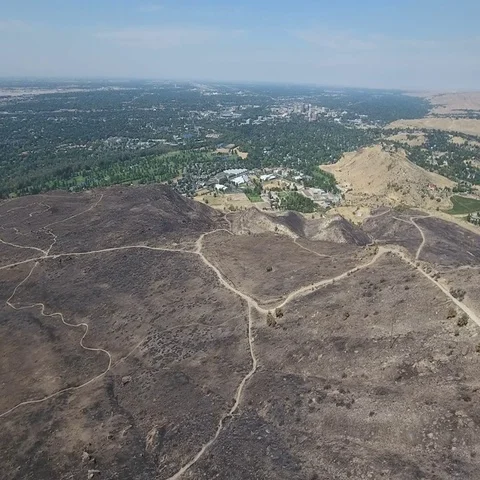 Scorched mountain Aerial Stock Footage 69333329