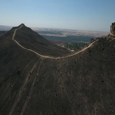 Scorched mountain fly over Stock Footage 69332391