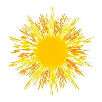 Scorching hot sun with multiple rays, isolated on white backgrounm, vector 스톡 일러스트