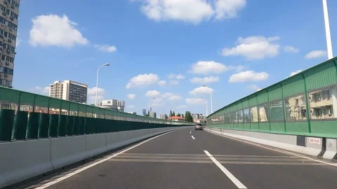 The scorching sun environment elevated road in Shanghai under lockdown Stock Footage 196791473