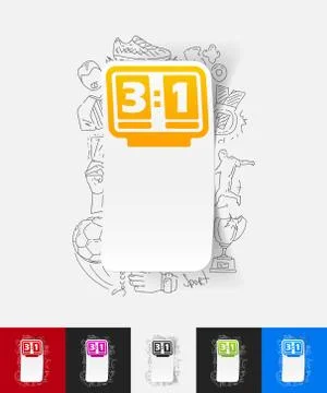 Score board paper sticker with hand drawn elements Stock Illustration