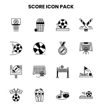 Score DuoTone Collection Icons Pack Stock Illustration