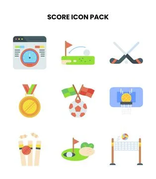 Score Flat Bundle Icons Pack Stock Illustration