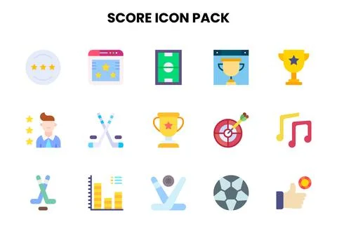Score Flat Collection Icons Pack Stock Illustration