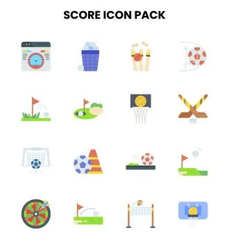 Score Flat Design Icons Pack Stock Illustration
