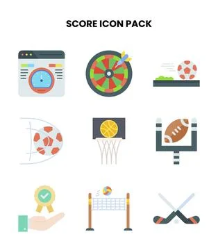 Score Flat Design Icons Pack Stock Illustration