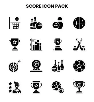 Score Glyph Bundle Icons Pack Stock Illustration