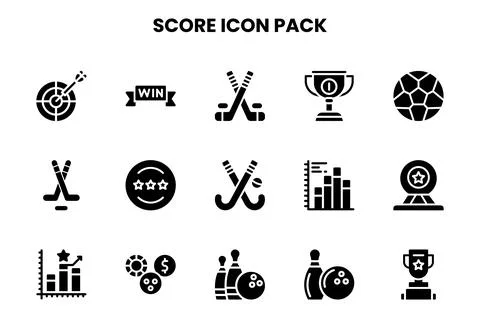 Score Glyph Scalable Icons Pack Stock Illustration