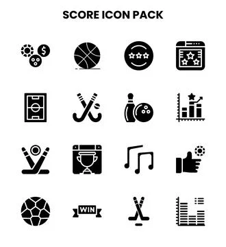 Score Glyph UI Icons Pack Stock Illustration