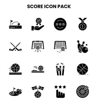 Score Glyph Vector Icons Pack Stock Illustration