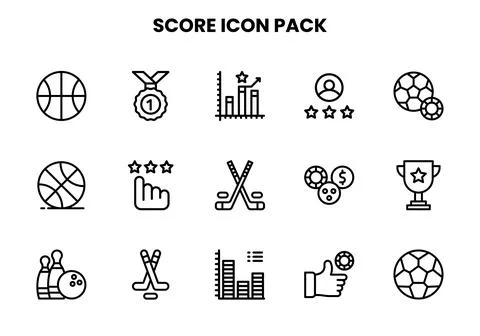 Score Line Collection Icons Pack Stock Illustration
