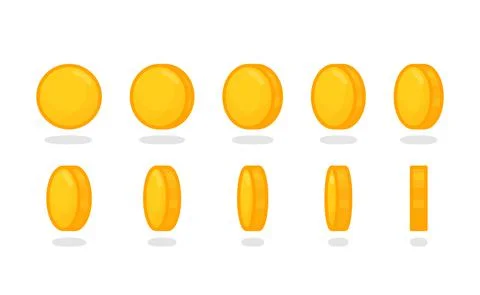 Score point coins facing different sides kawaii doodle flat vector illustration Stock Illustration