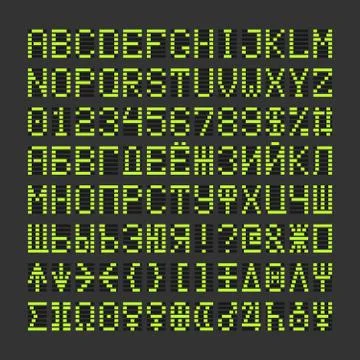 Score table digital letters, numbers and planets Stock Illustration