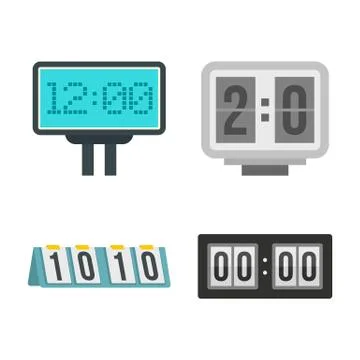 Score table icon set, flat style Stock Illustration