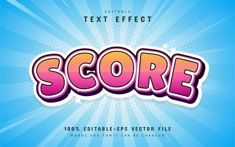 Score text effect cartoon style Illustrazione stock