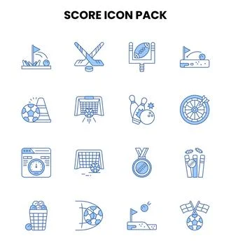 Score Two Color Blue Graphics Icons Pack Stock Illustration