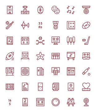 Score Vector Icon Toolkit featuring 42 Editable 256x256 Regular Line elements 库存插图