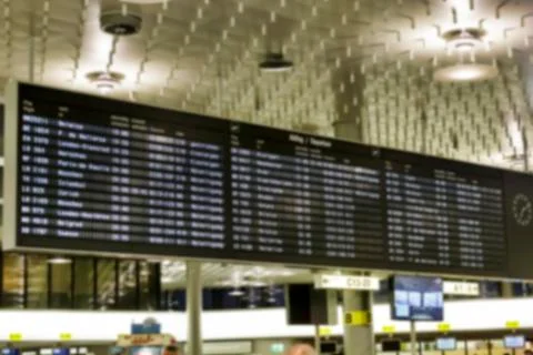 Scoreboard, Blur, background image, airport, terminal hall Stock Photos