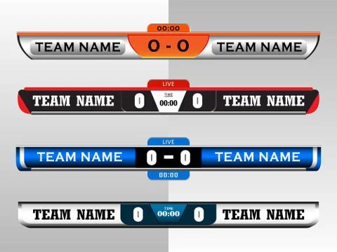 Scoreboard Digital Screen Graphic Template for Broadcasting of soccer, footba 스톡 일러스트