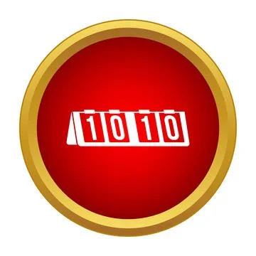 Scoreboard displaying numbers within a red gold circle Stock Illustration