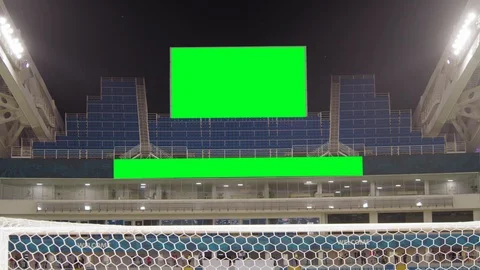 Scoreboard at the Football Stadium with a Green Screen Stock Footage