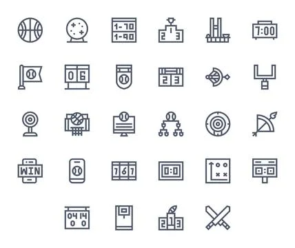 Scoreboard including 28 High Resolution Bold Line Vector Illustrations 스톡 일러스트