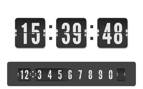 Scoreboard number font. Vector modern ui design of retro time meter with numbers Stock Illustration