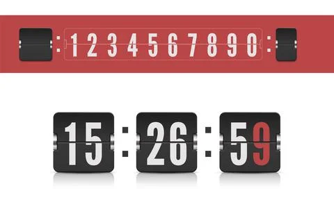 Scoreboard number font. Vector modern ui design old countdown timer. Coming soon Stock Illustration