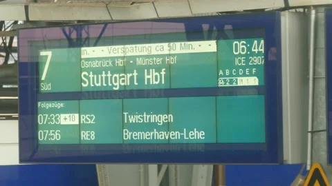 Scoreboard on the platform at Bremen central station, Bremen, Germany, Europe Stock Footage 138859770