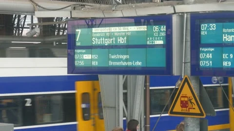 Scoreboard on the platform at Bremen central station, Bremen, Germany, Europe Stock Footage 138859860