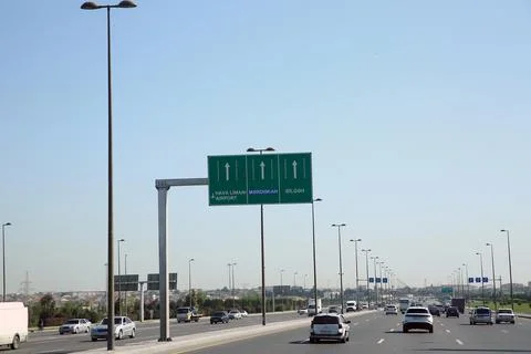 Scoreboard variable information: "Attention, speed limit." Airport Highway 스톡 사진