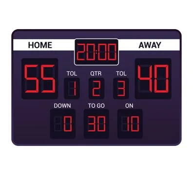 Scoreboard vector score board digital display football soccer sport team match Stock Illustration