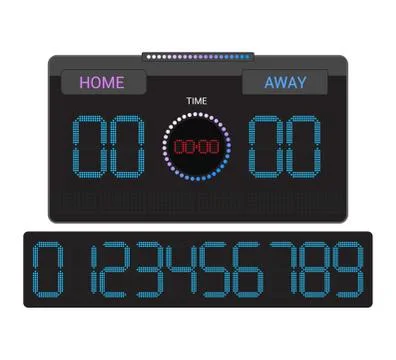 Scoreboard vector score board digital display football soccer sport team match Stock Illustration