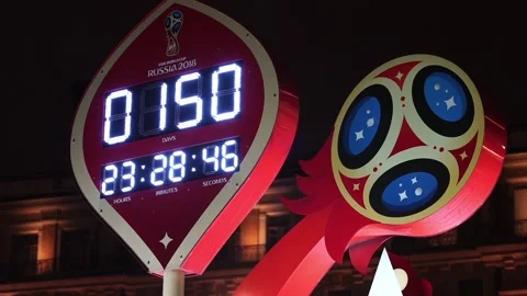 Scoreboard which shows how many days are left before the world Cup 2018 in 库存影片 88433650