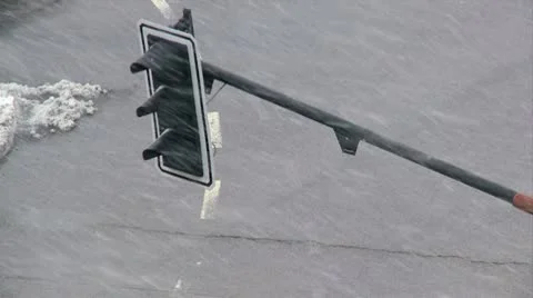 Scoreboards exposed to strong winds and snow by day Stock Footage