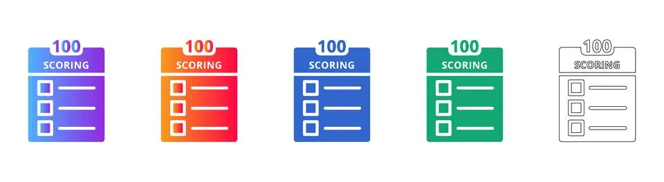 Scoring Checklist Icon Collection Stock Illustration