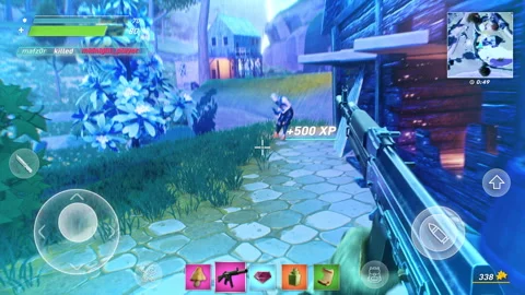 Scoring Double Kill And Achieving Victory In Battle Royale Shooter Mobile Game Stock Footage 245709878