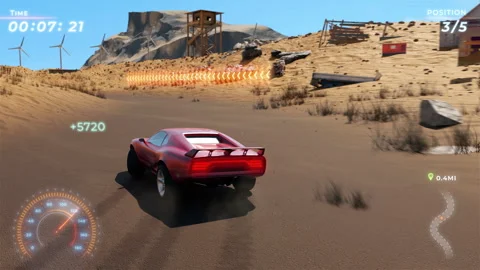 Scoring Points With Awesome Drift To Win In Speed Racing Computer Video Game Stock Footage 280007414