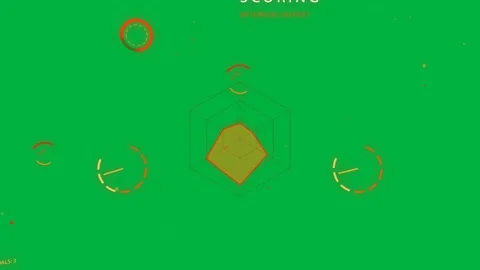 SCORING popping orange pentagon morphing, blobs orbiting, one settling atop, Stock Footage 329503357
