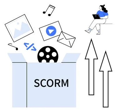 SCORM Package with Multimedia Elements for E-Learning and Content Management Stockillustratie