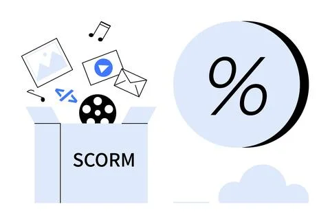 SCORM package with multimedia elements illustrating e-learning content in a.. Stock Illustration