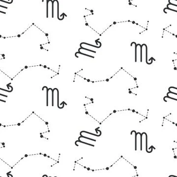 Scorpio constellation seamless vector pattern Stock Illustration